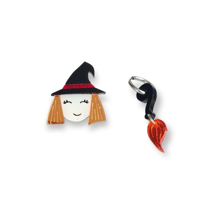 Witch & Magic Broom | Σκουλαρίκια