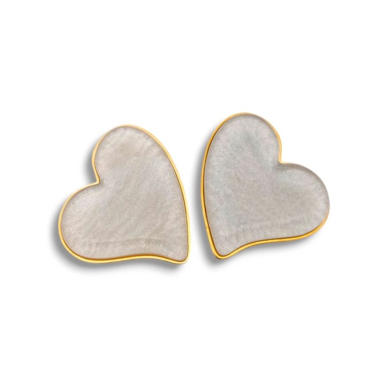 Silk Heart White | Σκουλαρίκια