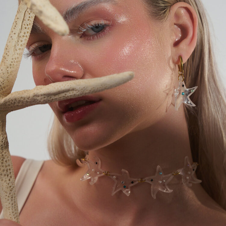 Stellar Sea – Σκουλαρίκια plexiglass σε σχήμα αστερία με Swarovski