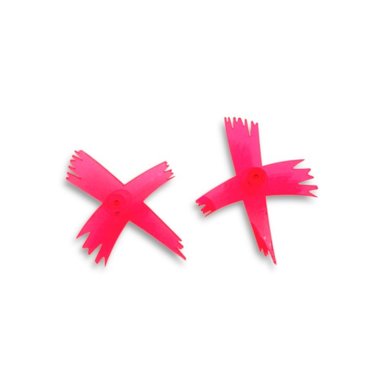 X-Fire – Neon pink plexiglass earrings with bold brushstroke design