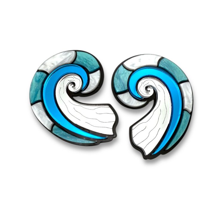Wave Motion – Blue plexiglass wave Earrings