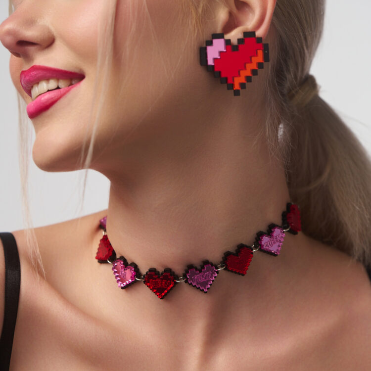 Pixel Heart | Plexiglass Pixel Heart Choker