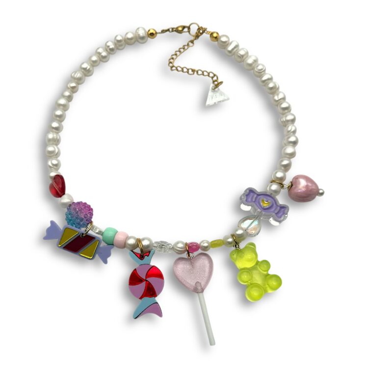 Candylicious Necklace – Freshwater Pearls & Plexiglass Candy Charms