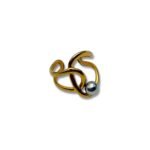 Fusion Ring – Statement gold-tone ring with silver sphere detail
