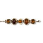 Amber Legacy – Gold Bracelet with Vintage Design & Brown Zircons