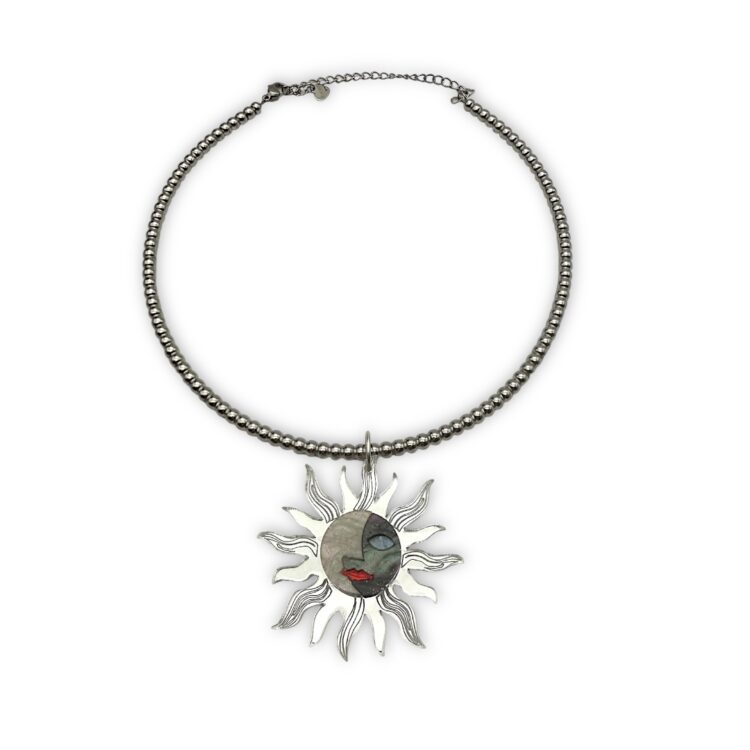 Sun & Moon Choker – Necklace with Bone Chain & Central Element