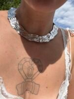 Eclipse Choker Silver – Statement κολιέ με ασημί υγρό εφέ - Image 2