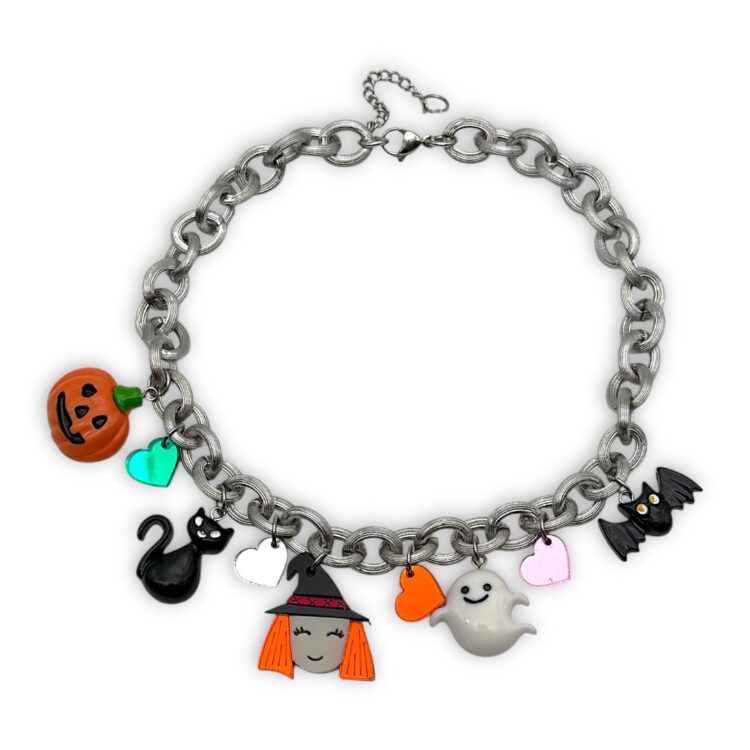 Halloween Party  – Κολιέ με Ατσάλινη Αλυσίδα & Charms Halloween