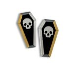 Coffin Skull | Plexiglass Earrings Gothic Studs Alternative Jewelry - Image 2