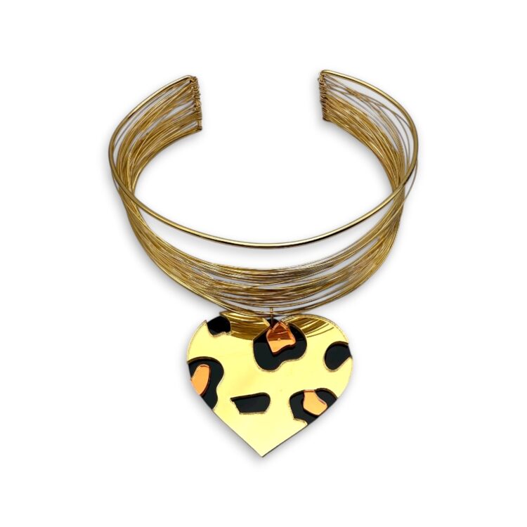 Leoheart Choker | Plexiglass Heart with Animal Print