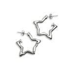 ασημί ατσάλινα star hoops Stardust Edge Silver FunkDaQueen