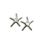 ασημί ατσάλινα starfish σκουλαρίκια mother of pearl PearlStar Nova FunkDaQueen