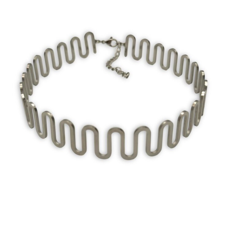 Ατσάλινο ασημί τσόκερ WaveLine FunkDaQueen