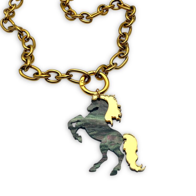 Κολιέ Horse Spirit Chain από ανοξείδωτο ατσάλι με πλεξι άλογο FunkDaQueen
