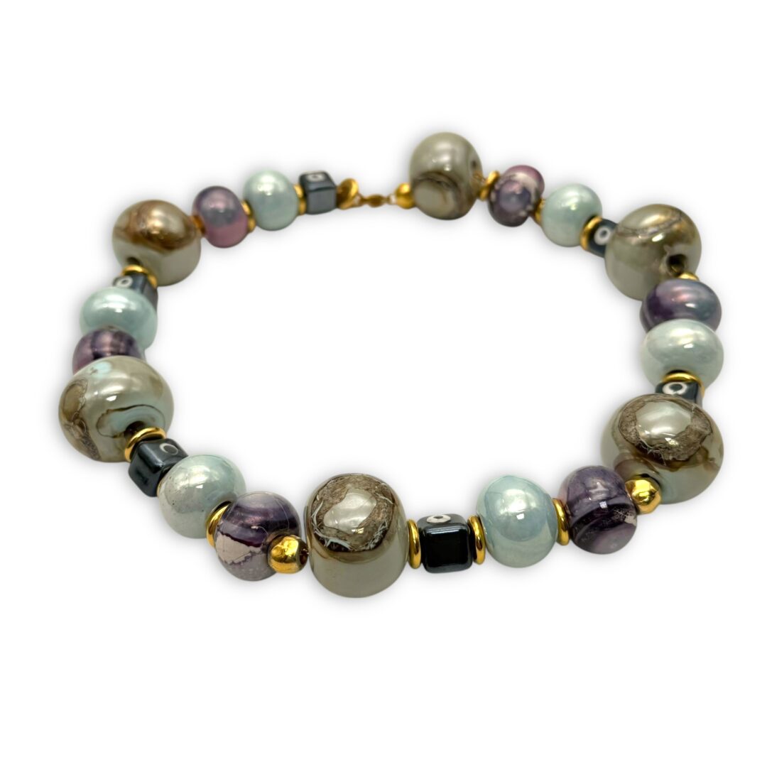 Κολιέ Orbit με κεραμικές χάντρες και επιχρυσωμένα στοιχεία FunkDaQueen