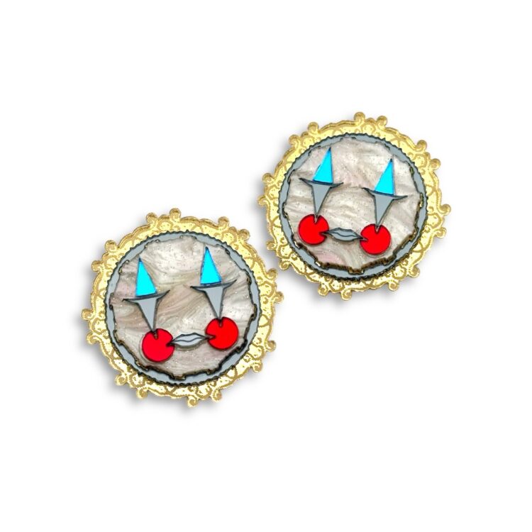 Clownette σκουλαρίκια plexiglass με pop art πρόσωπο – FunkDaQueen