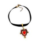Detail of Painful Heart red plexiglass heart choker – FunkDaQueen