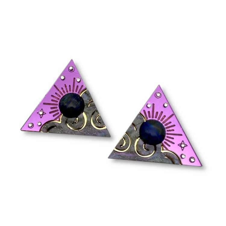 Σκουλαρίκια plexiglass Lapis Sky με λίθο λάπις FunkDaQueen