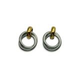 twistline ατσάλινα σκουλαρίκια με twisted cable και χρυσή λεπτομέρεια