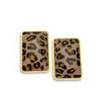 leopardvision statement σκουλαρίκια με leopard print και χρυσό πλαίσιο