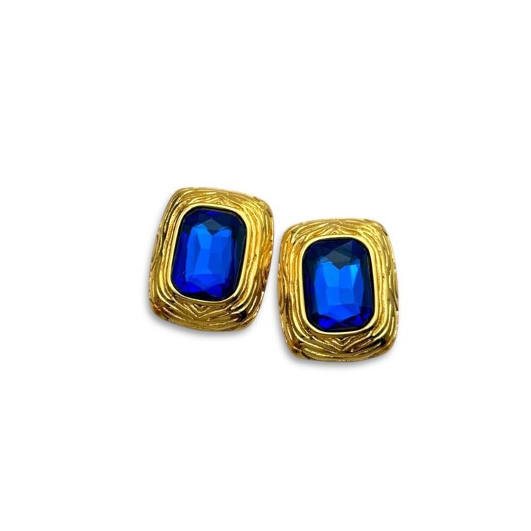 crownstone blue ατσάλινα καρφωτά σκουλαρίκια με μπλε κρύσταλλο