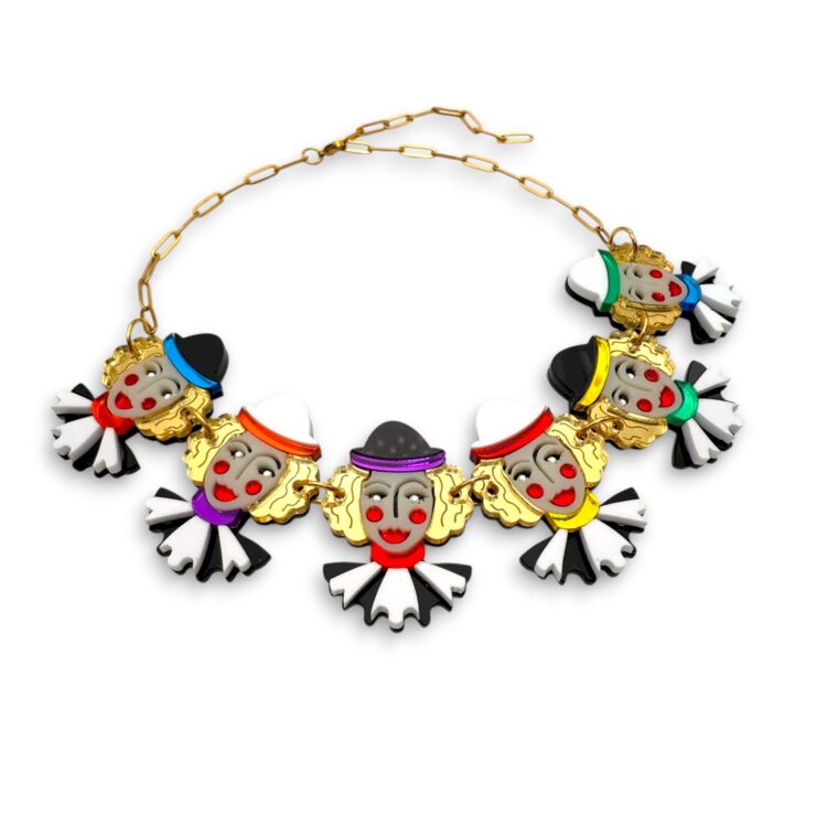 Κολιέ Arlecchino από plexiglass με πολύχρωμα πρόσωπα FunkDaQueen