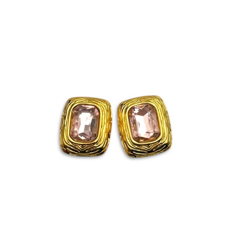 crownstone pink ατσάλινα καρφωτά σκουλαρίκια με ροζ κρύσταλλο
