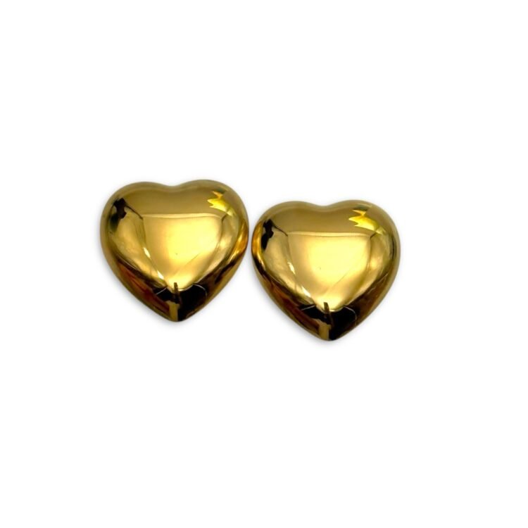 lovestone gold ατσάλινα σκουλαρίκια καρδιά καθρέπτης