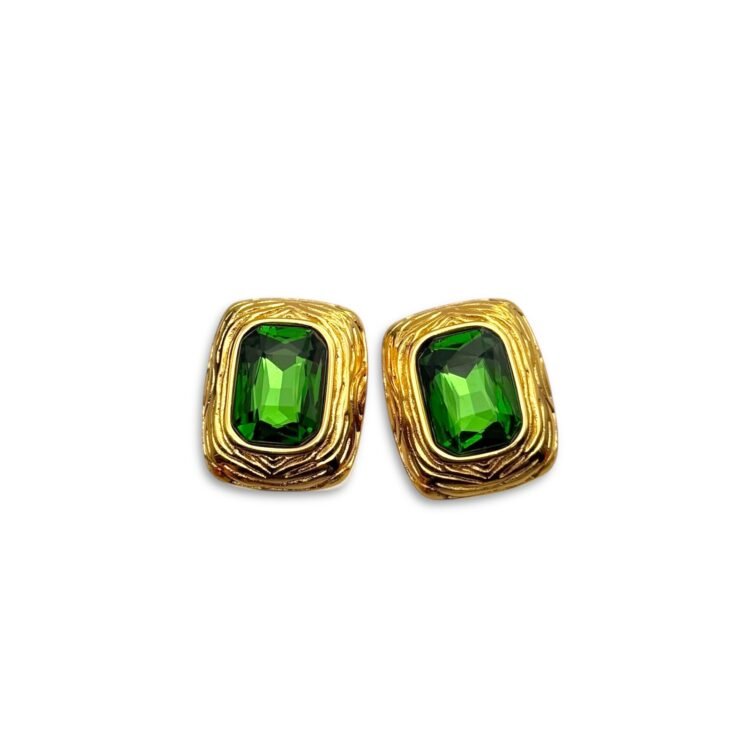 crownstone green ατσάλινα καρφωτά σκουλαρίκια με πράσινο κρύσταλλο