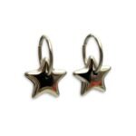 astra silver ατσάλινα σκουλαρίκια κρίκοι με ασημί αστέρια