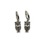 owlista gold stainless steel owl crystal earrings