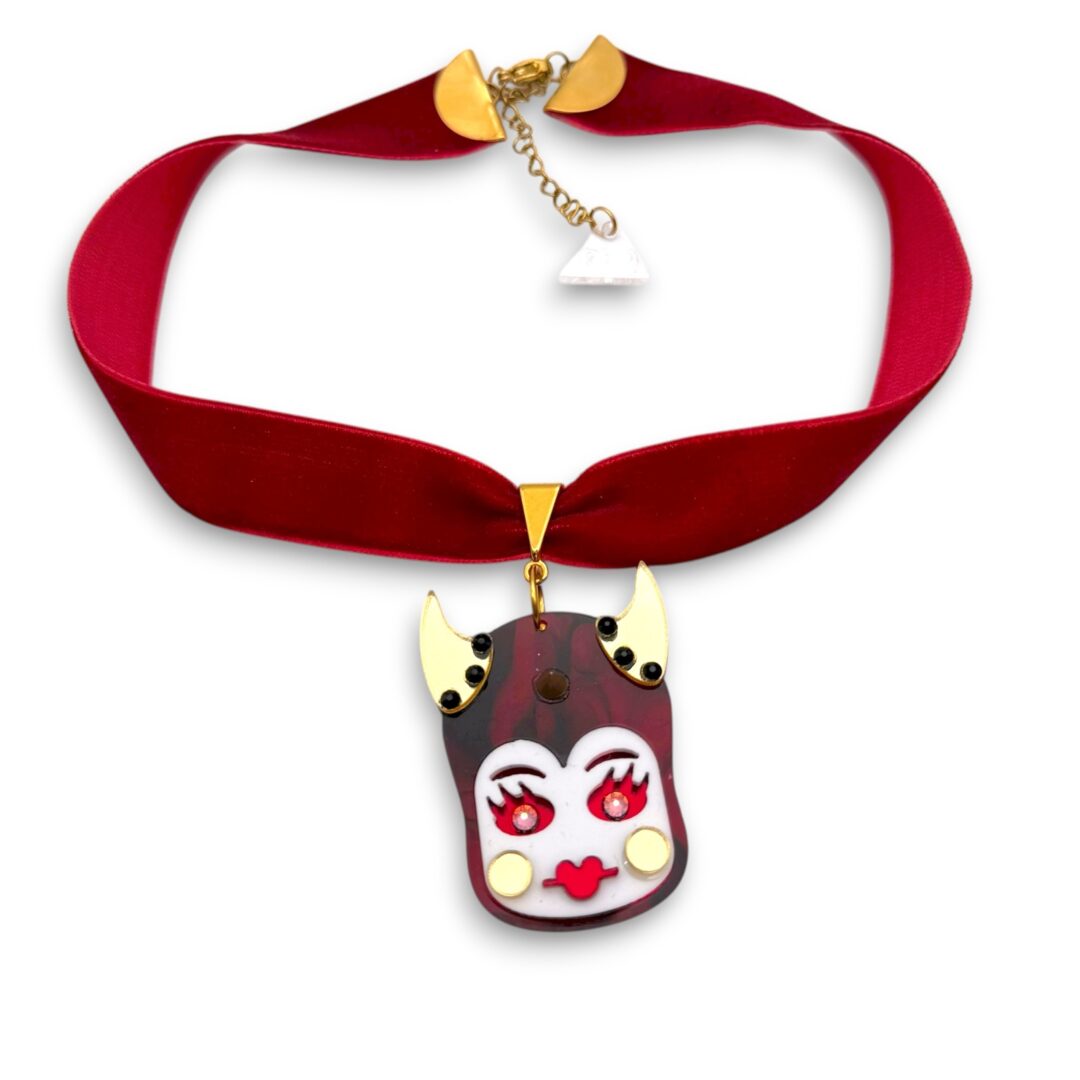 Lil Devil βελούδινο choker με plexiglass μοτίβο FunkDaQueen