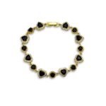 heartline black χρυσό βραχιόλι με μαύρες καρδιές και ζιργκόν