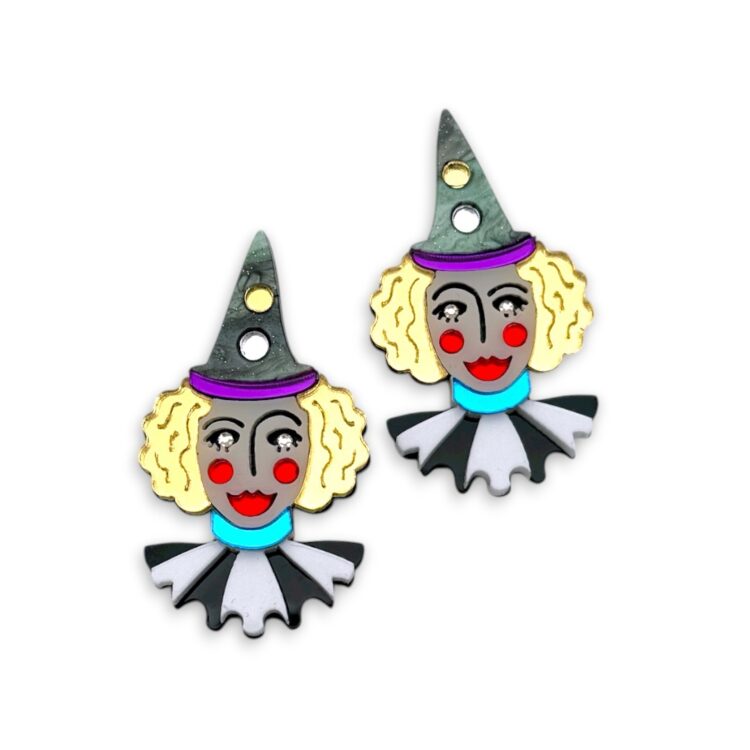 Arlecchino σκουλαρίκια από plexiglass με πρόσωπα FunkDaQueen