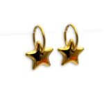 astra gold ατσάλινα σκουλαρίκια κρίκοι με χρυσά αστέρια