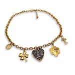 Zebra Charms ατσάλινο κολιέ με χρυσά charms και zebra καρδιά FunkDaQueen