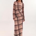 Φόρεμα μακρύ με καρό print – Plaid Motion Dress