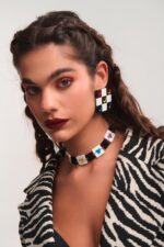 Handmade heart-shaped plexiglass earrings Game of Hearts