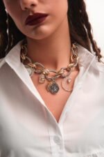 Detail of Day or Night brass charm necklace – FunkDaQueen