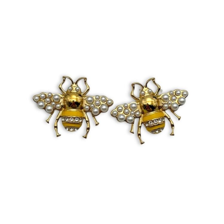 σκουλαρίκια μέλισσα με πέρλες Queen Bee Pearl Studs