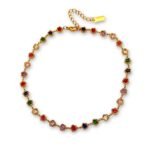 Jewel Bloom κολιέ ατσάλι πολύχρωμα ζιργκόν