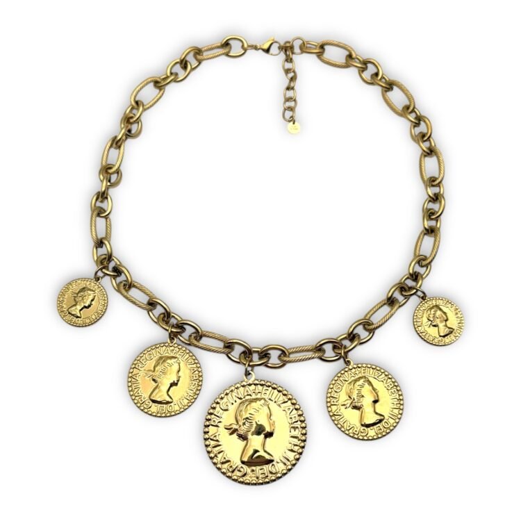 gold stainless steel coin necklace