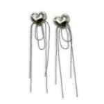 silver melted heart chains σκουλαρίκια καρδιά με αλυσίδες