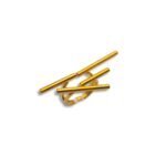 minimal silver stainless steel ring with linear design