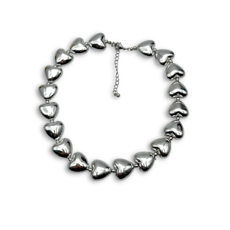 Lovelace Silver κολιέ ατσάλι με ασημί καρδιές