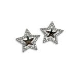 stras star silver – ατσάλινα σκουλαρίκια με strass και διπλό αστέρι