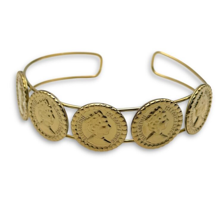 Elizabeth Coin choker ατσάλι με χρυσές coins