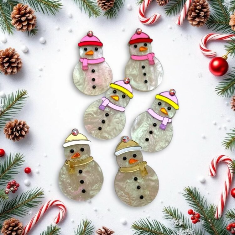 plexiglass snowman earrings handmade – Frosty Snowman