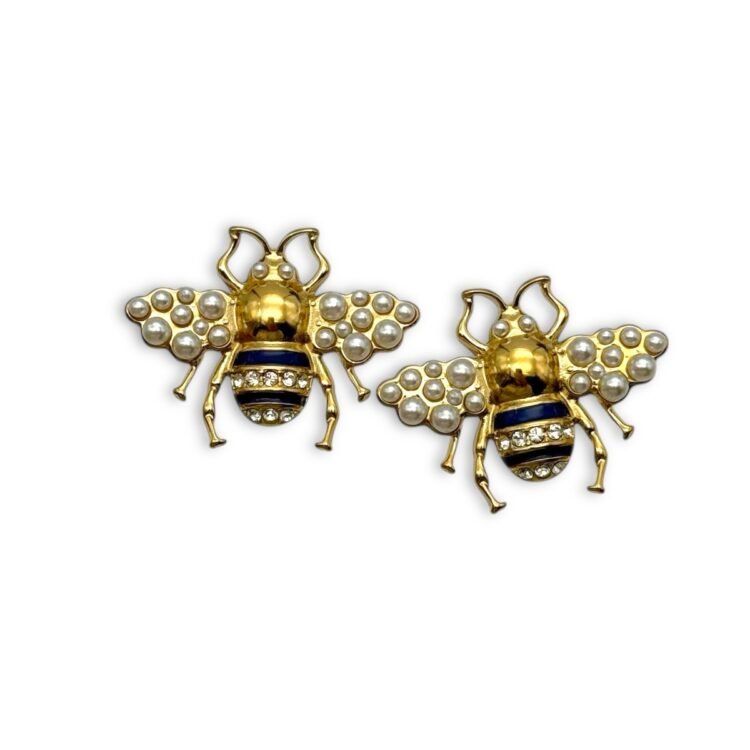 σκουλαρίκια μέλισσα μπλε Queen Bee Blue Studs