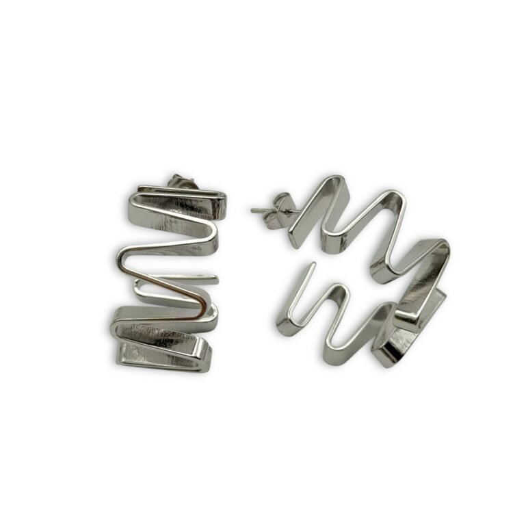 zig silver abstract silver earrings